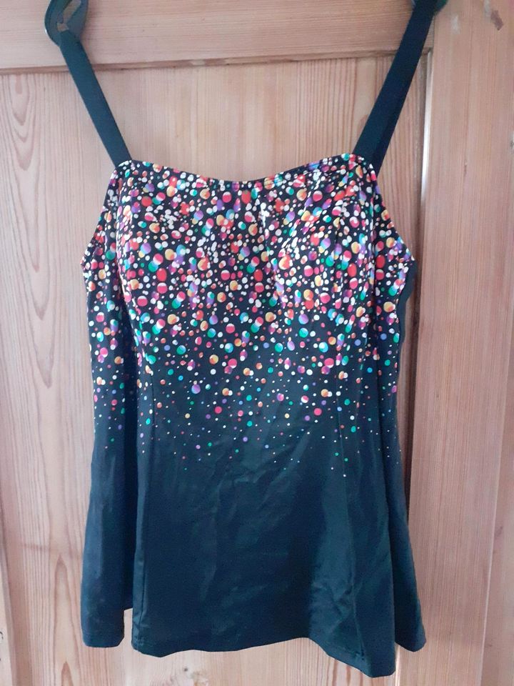 Tankini Oberteil Größe 50 schwarz mit bunten Punkten in Kronach