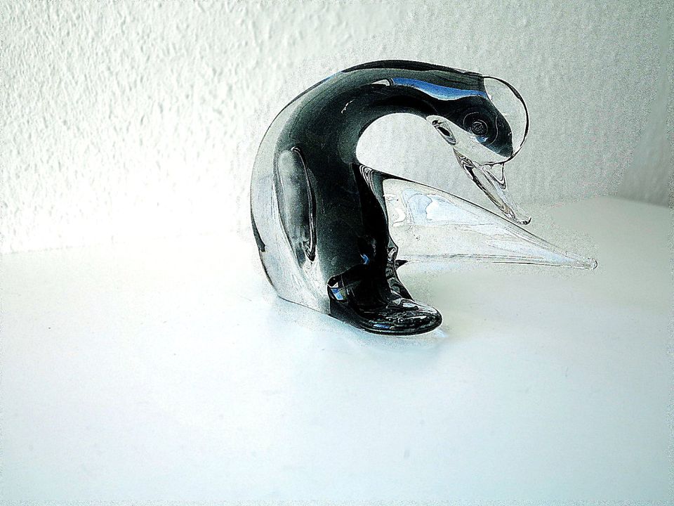 Skulptur Glasfigur ENTE klar/grau ca.12x18cm massiv 1070g RARITÄT in Lüneburg