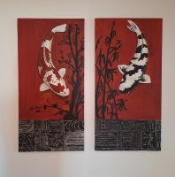 Wandbilder: roter & schwarzer Koi auf zwei Keilrahmenleinwänden Nordrhein-Westfalen - Paderborn Vorschau