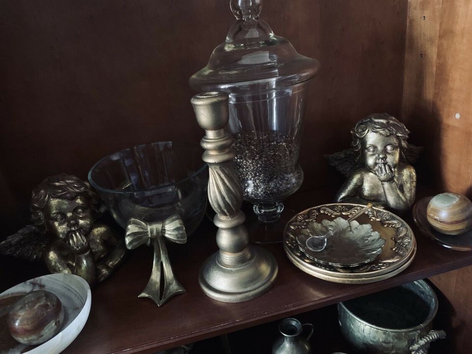 Deko, Gläser,Dekoration,antike Deko,Vasen,Engel,Gold,Silber, in Erbach