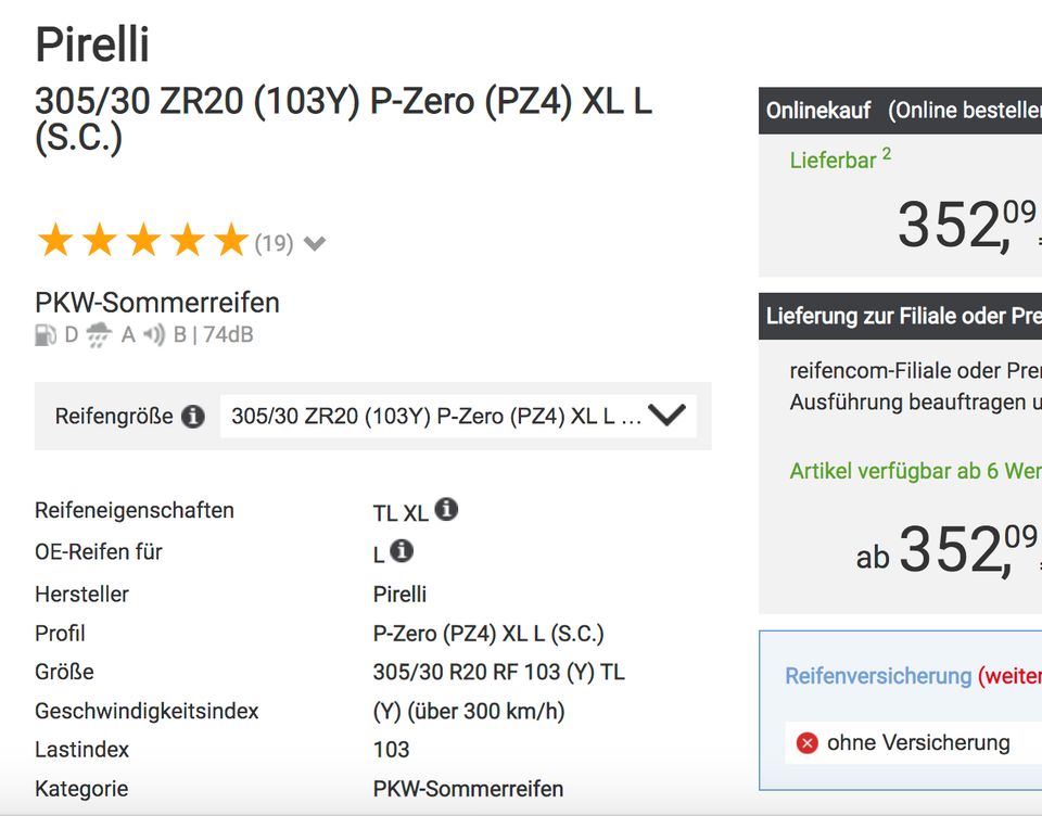 2x 20zoll Sommerreifen Pirelli 305/30 R20 103Y - sehr gut in München