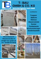 Betonfertigteile / Treppen / Balkone / Fundamente / Stützen etc. Niedersachsen - Edewecht Vorschau