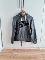 Superdry Hoodie grau mit Aufdruck in dunkelblau Größe 40 Bayern - Kösching Vorschau
