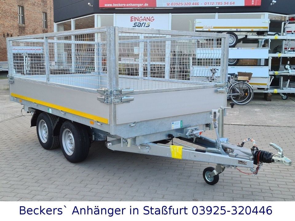 Eduard 3.500kg | 3,30m x 1,80m | elektr. 3-Seitenkipper | Laubgitter & Nothandpumpe | 3318K in Neundorf