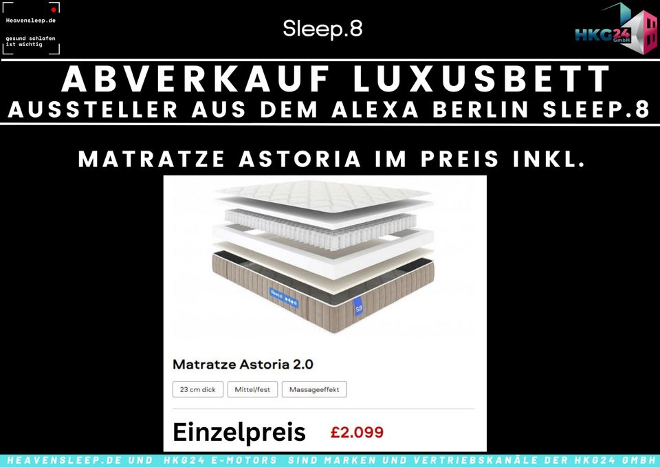 Luxusbett Arno 200x160 sleep.8 NP 2.558,-€ 60% Nachlass 1x in Großbeeren