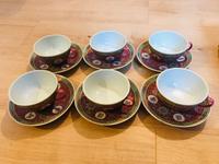 Jingdezhen Porzellan Tassen & Untertassen Set – Rosa & Grün – 6er Baden-Württemberg - Laupheim Vorschau