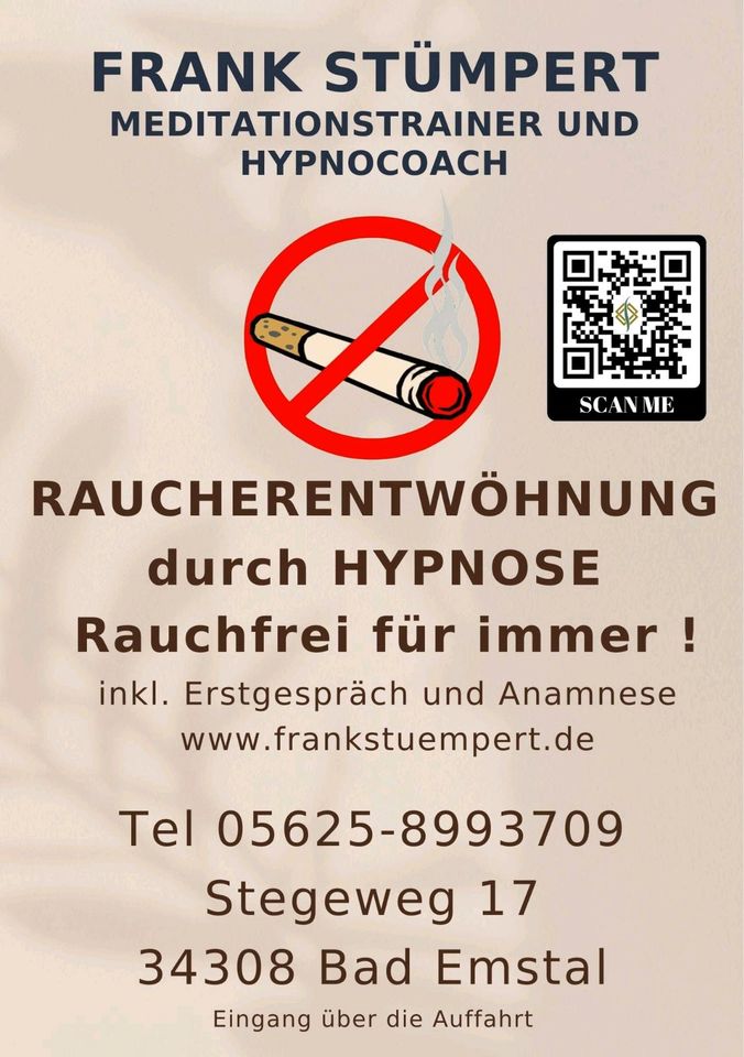 Raucherentwöhnung durch Hypnose in Bad Emstal