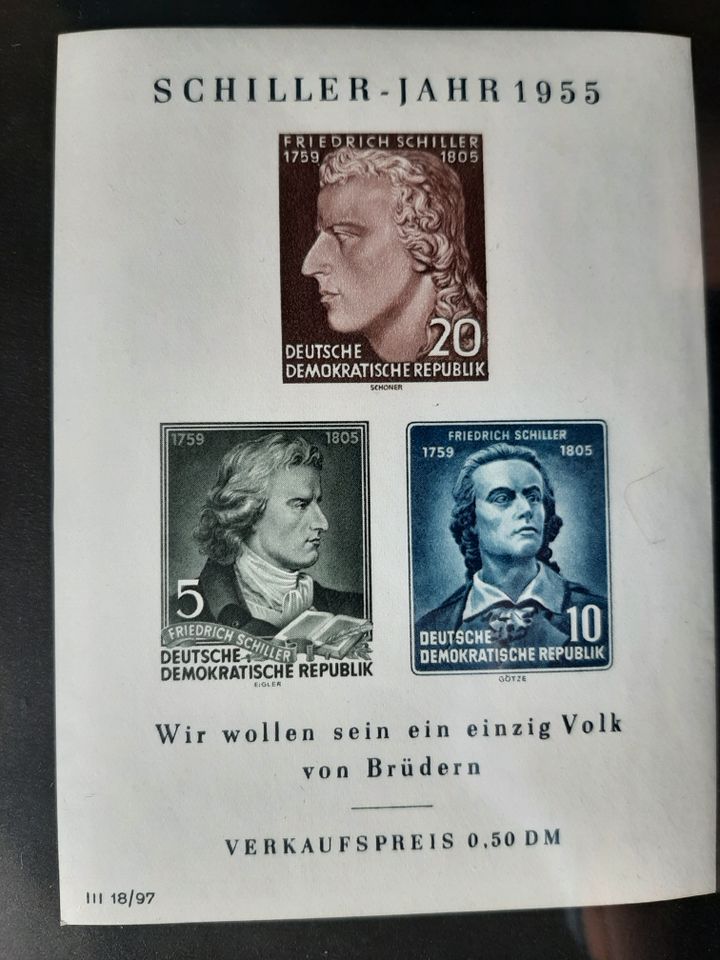 Briefmarken DDR 1955, Block 12 F. Schiller, postfrisch in Zweenfurth