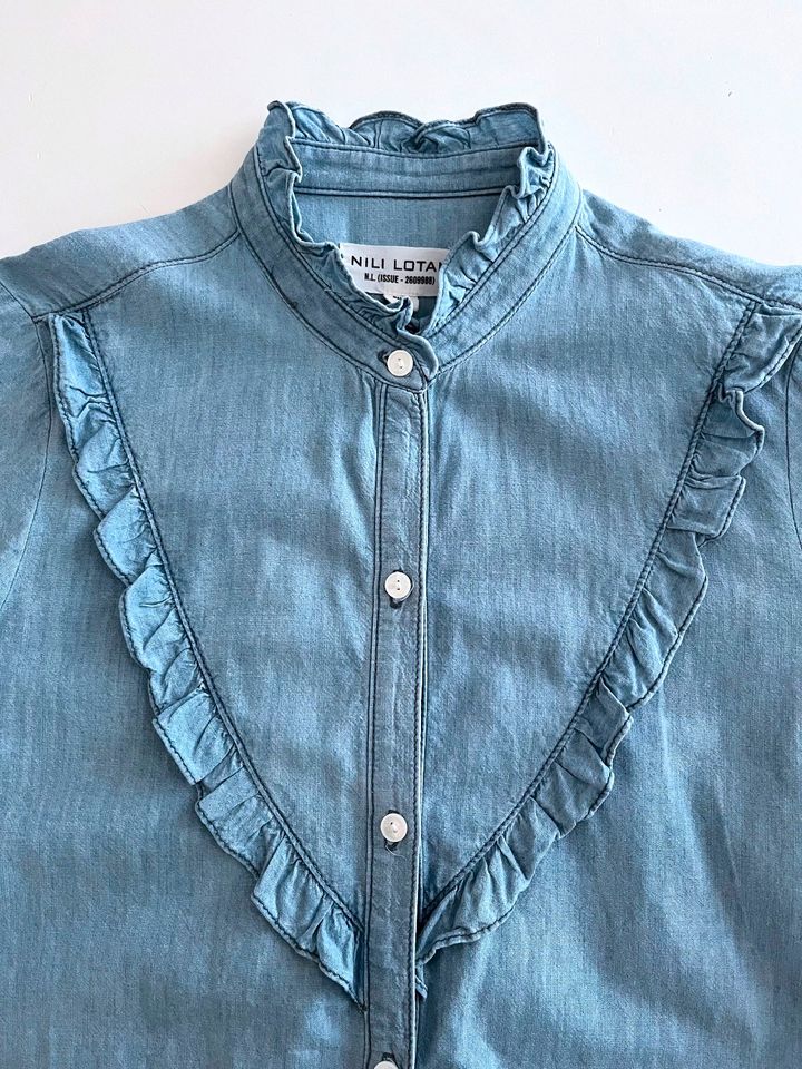 Nili Lotan Bluse Jeans Blau Marcela Top Chambray Denim Blue S 36 in Hamburg