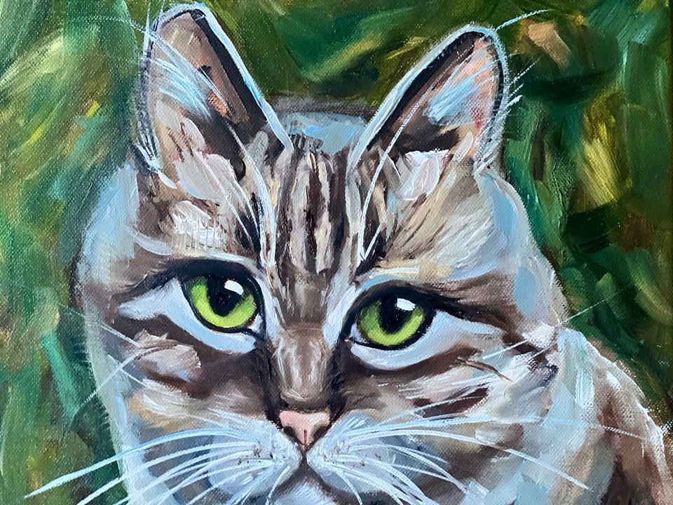 Ölgemälde «Katze» 30x30cm - Unikat - handgemalt - signiert in Holzgerlingen