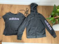 Adidas Tshirt und Sweatshirt Jacke dunkel grau u. Flieder Schrift Hessen - Bickenbach Vorschau