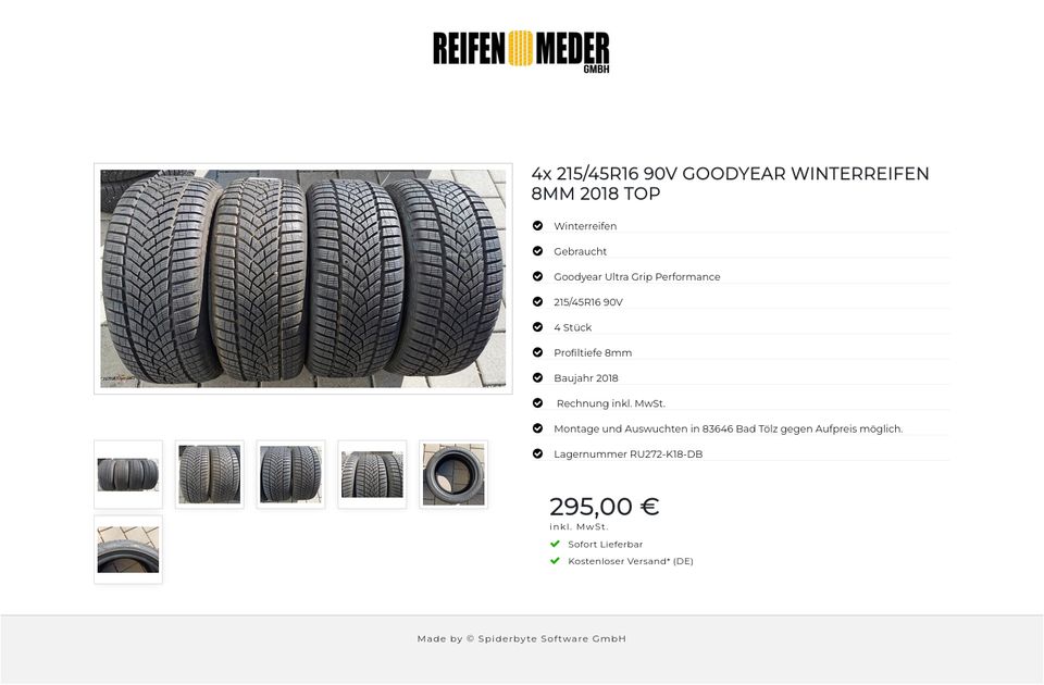 4x 215/45R16 90V GOODYEAR WINTERREIFEN 8MM 2018 TOP #1845 in Bad Tölz