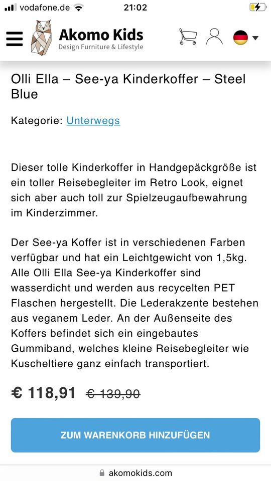 Olli Ella Kinder Koffer 3-6 Jahre in Lübeck