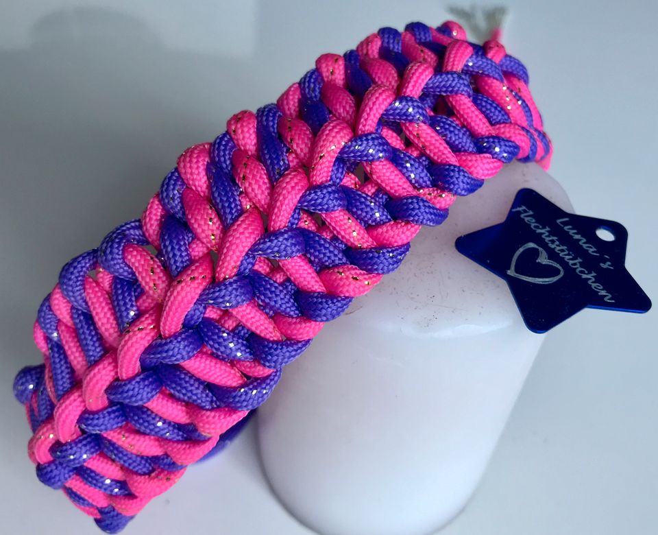 Paracord Halsband 36 cm - 42 cm ; Peacock / ElectricBlue in Hamm