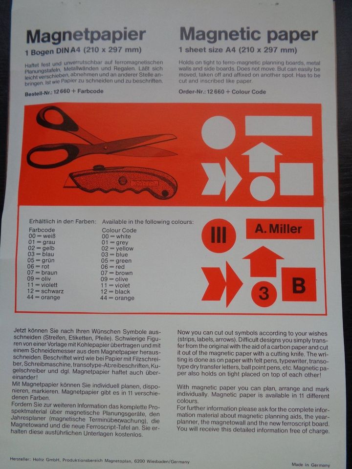 magnetoplan Magnetpapier-Bogen DIN A4 (210 x 297 mm) in Delmenhorst