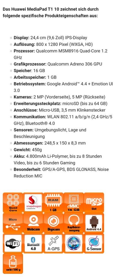 Huawei MediaPad T1 10 inkl Bluetooth Tastatur in Rostock