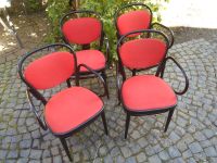 4 Thonet Stühle mit Armlehnen , Holz schwarz, Bezug rot Hessen - Hohenstein Vorschau