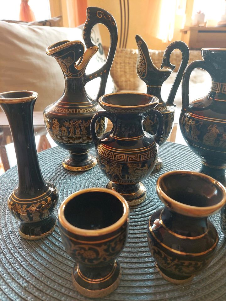 Griechische Vasen Hand made 24 Karat Gold tolle Sammlung in Hünfelden