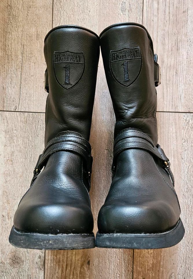 Motorradstiefel / Biker Boots Herren Schwarz in Schwarzburg