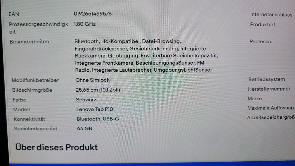 Lenovo tab P10 auch funkzion mit Telefon karte in Berlin