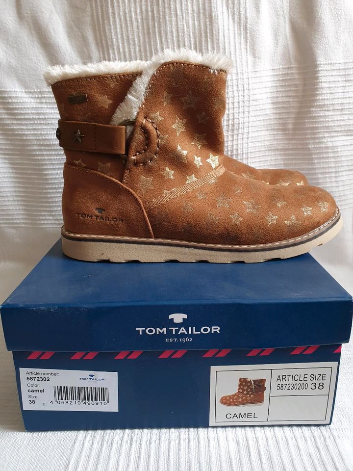 Tom Tailor Winter Stiefeletten camel Braun goldene Sterne 38 in Wiesbaden