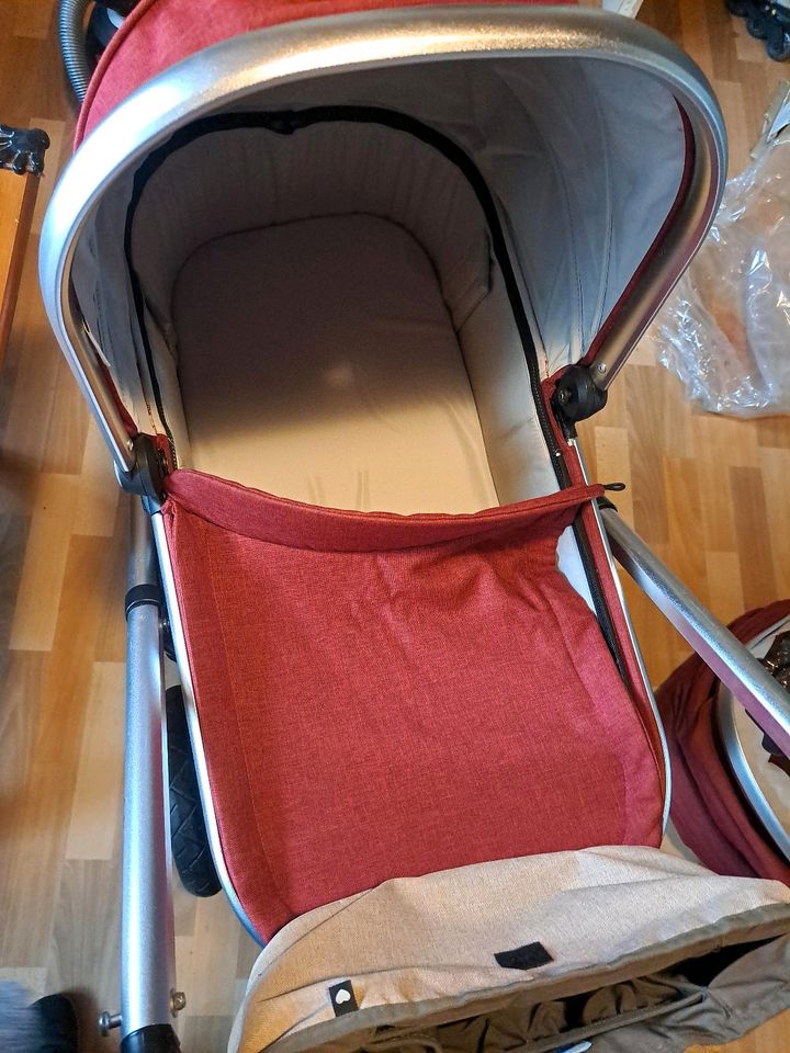 Moon Nuova Kombi Kinderwagen mit viel Zubehör, Weinrot in Sulzbach-Rosenberg