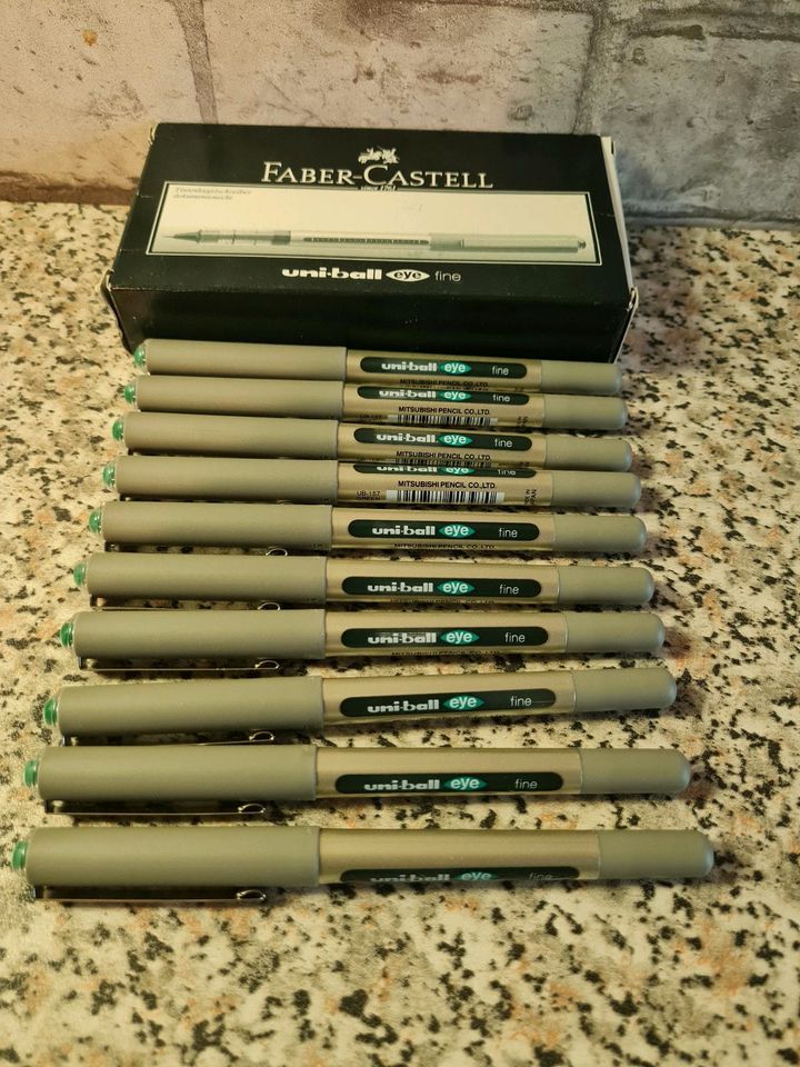 10x Tintenkugelschreiber Faber-Castell uni-ball eye Neu Grün in Pressath