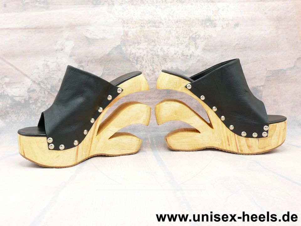 5323 unisex-heels; verk. neue high heels in gr. 44; echtholz! in Limeshain