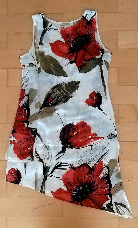 Sommerkleid Tunika Gr. M Tutta Natura weiß oliv rot 100% Leinen in Schriesheim