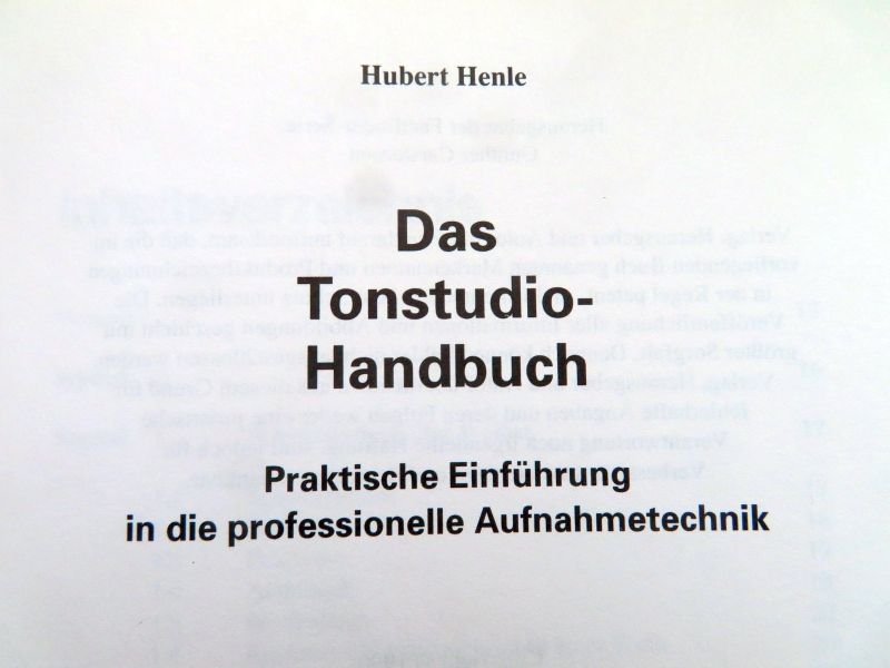 Das Tonstudio-Handbuch v. Hubert Henle in Düsseldorf