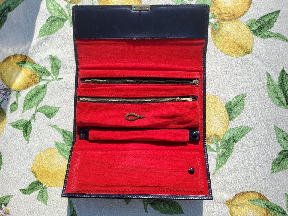 Vintage Schmucktasche,  Reiseschmucktasche Leder schwarz in Essen