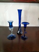 Vintage,DDR Glas Vase,Kerzenständer 70er Jahre mundgeblasen blau Baden-Württemberg - Warthausen Vorschau