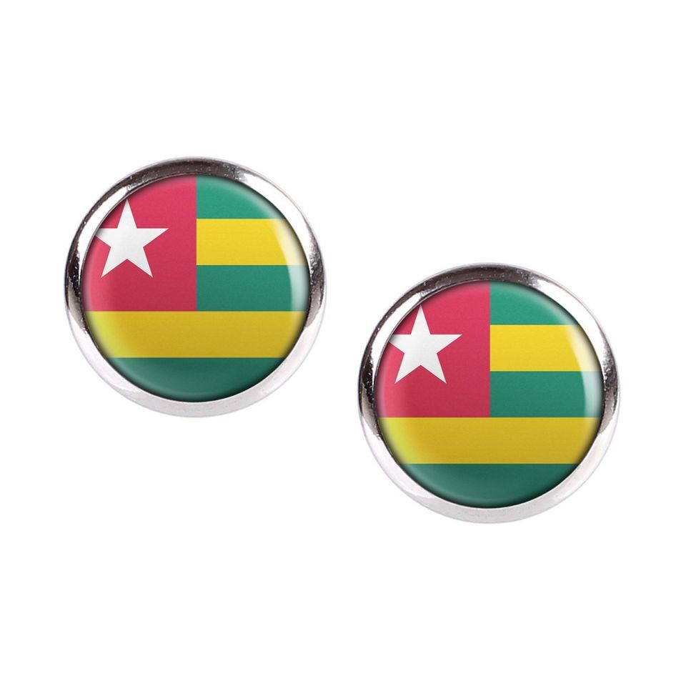 Mylery Ohrstecker Paar mit Motiv Togo Lomé Flagge silber verschie in Trendelburg