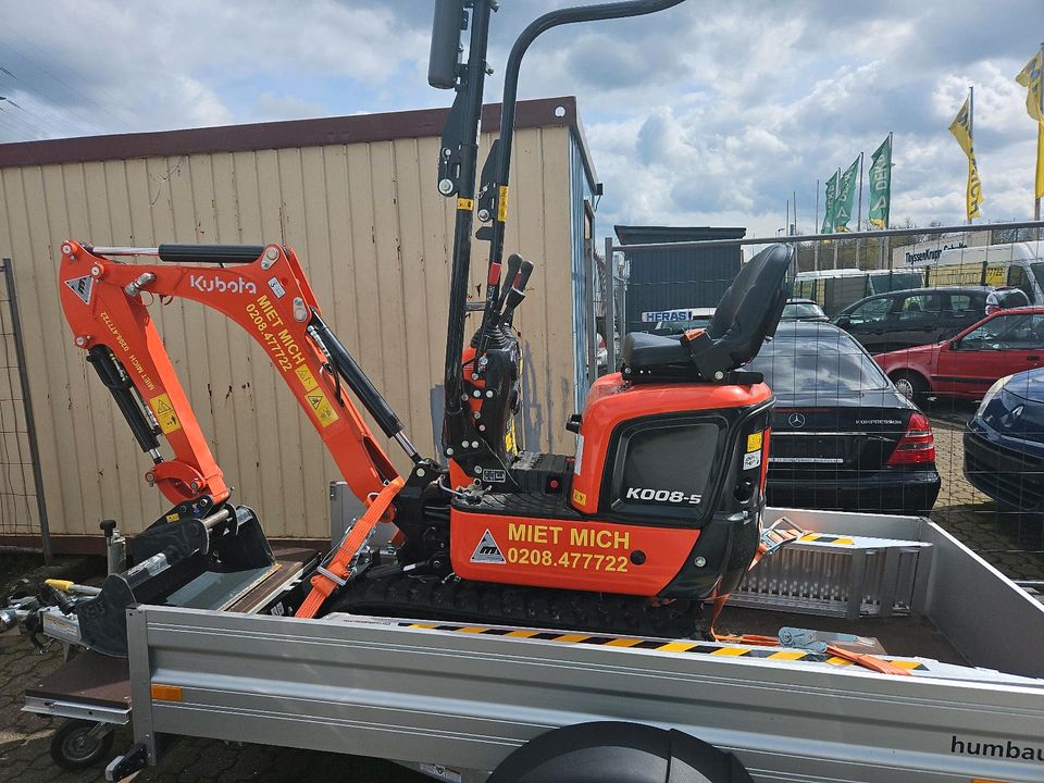 Minibagger Kubota 1,0t mieten. Auch Anlieferung in Mülheim (Ruhr)