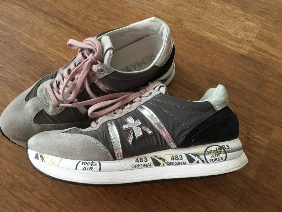 Premiata Sneaker Conny Gr 40 Grautöne rosa Schnürsenkel Mega! in Willanzheim