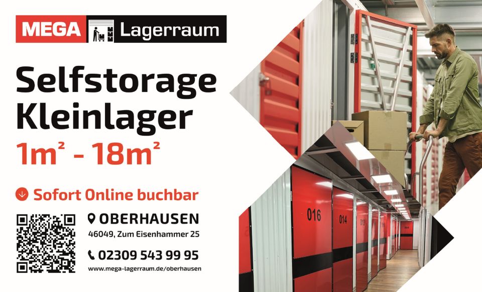 10€/m² MEGA Lagerraum in Oberhausen mieten | Lagerräume von 1-18m² | Selfstorage | Kleinlager | Abstellplatz in Oberhausen