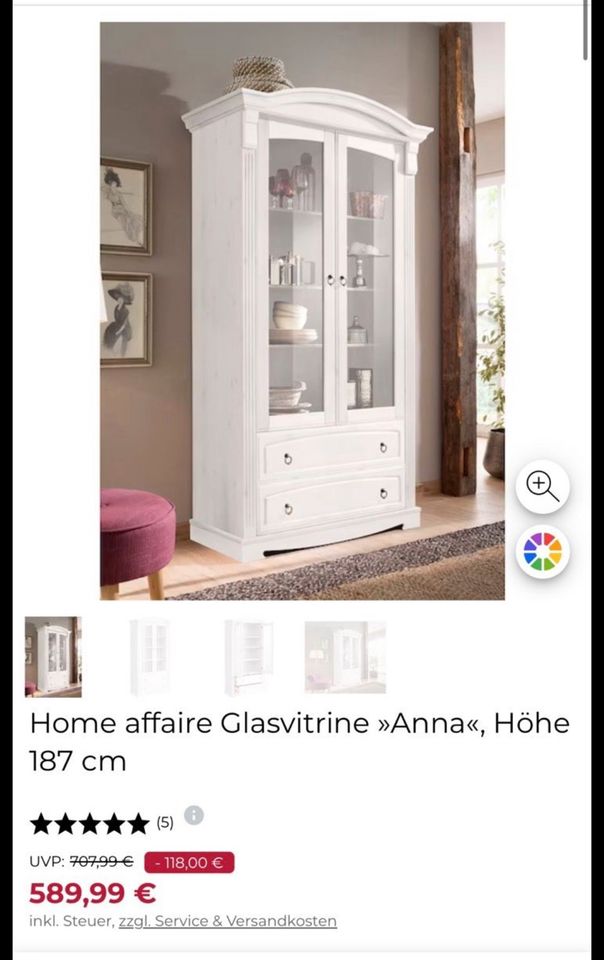 Home Affair Glasvitrine Anna Schrank Vitrine Massiv Landhausstil in Berlin  - Neukölln | eBay Kleinanzeigen ist jetzt Kleinanzeigen