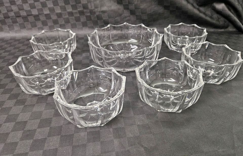 Schüssel Schale + 6 Schälchen Glas Kristallglas-neu in Trier