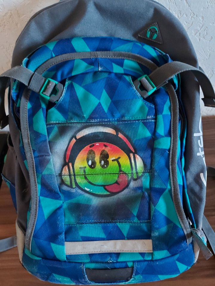 Satch Schulrucksack Emoji Grau/blau in Leipzig