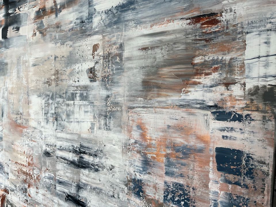 Abstraktes Bild Abstrakte Kunst 100 x 120 groß blau grau braun in Hamburg
