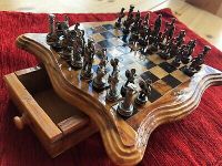 Schach Brett Tisch Spiel chess board Olivenholz Wurzel Zinn Figur Baden-Württemberg - Löffingen Vorschau