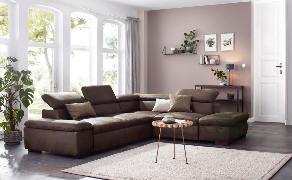 Eck-Sofa Kopfteil-Verstellung Nubuk-Optik Couch UVP 2429,- NEU in Dortmund