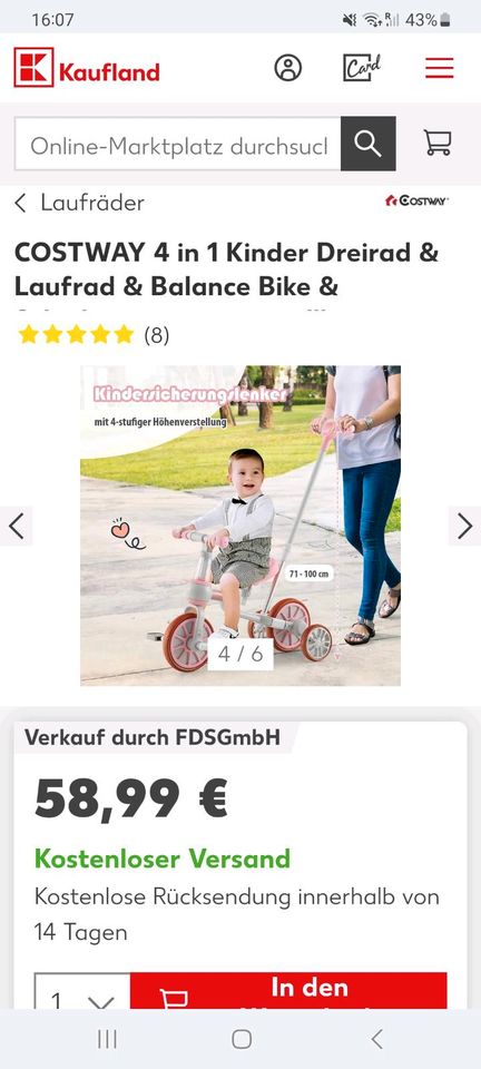 Rosa【4-in-1-Kinderfahrrad in München