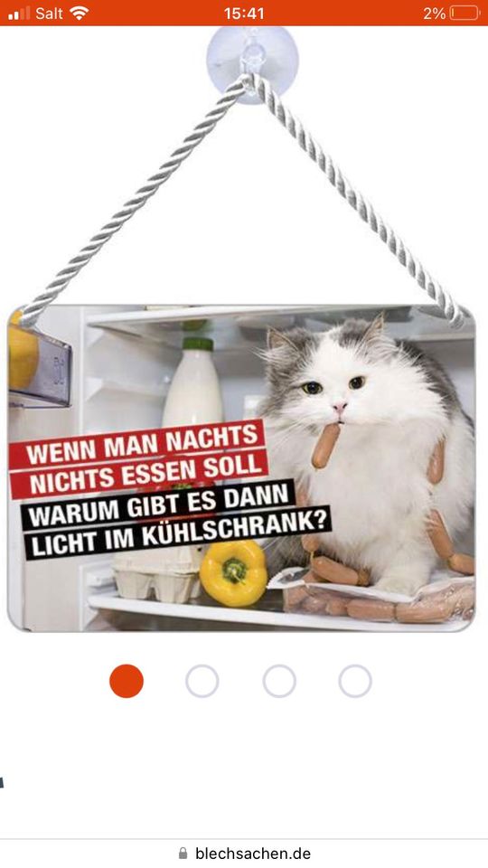 Kulthänger Blechschild Nasch Katze Küche Geschenk Kühlschrank NEU in Gau-Algesheim