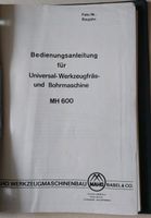 Maho-Deckel MH 600 Technische Dokumentation Baden-Württemberg - Külsheim Vorschau