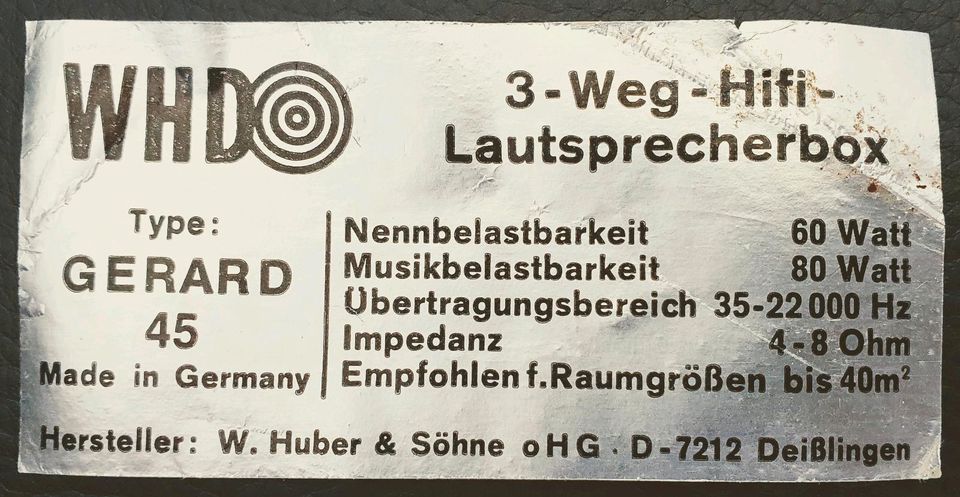 Lautsprecher Boxen WHD GERARD 45 Lautsprecher Boxen +Zubehör in Freiburg im Breisgau