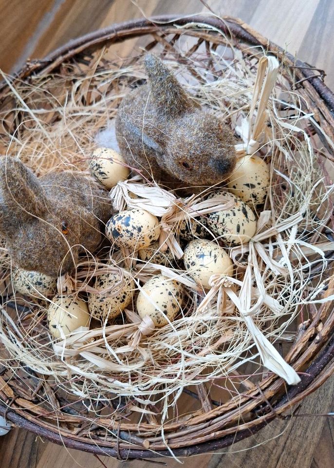 Deko Ostern Nest Eier Hasen neuwertig in Königsfeld