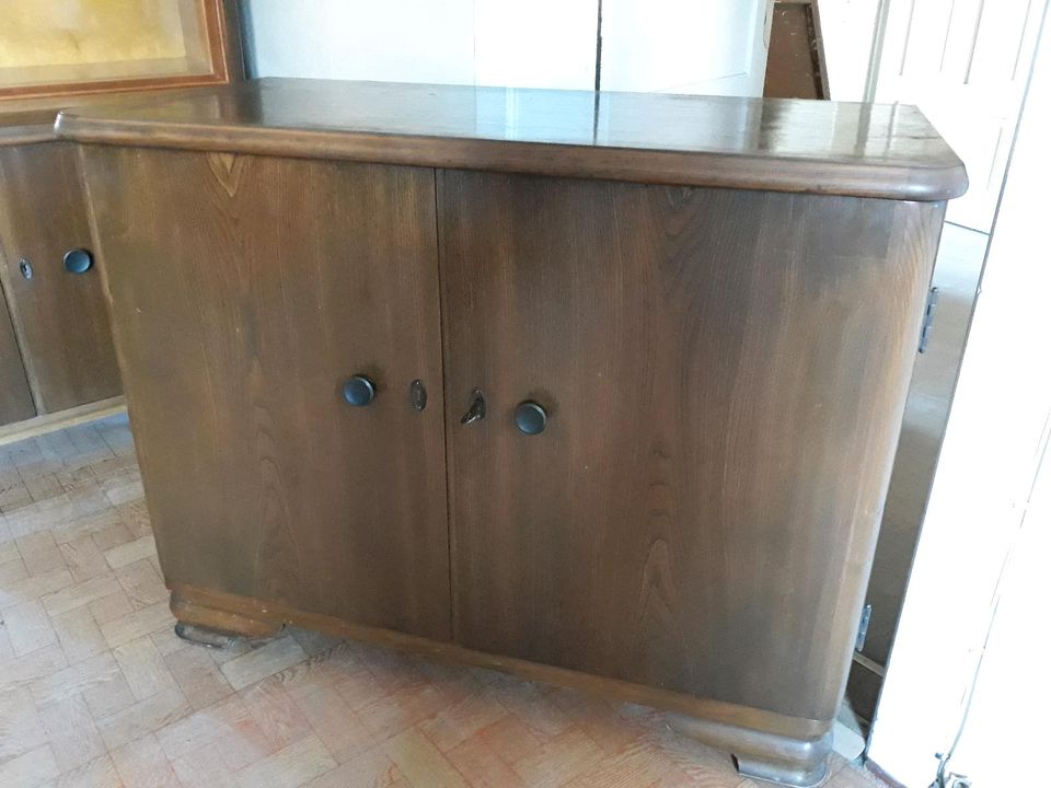 Wohnzimmerschrank, Set aus Vitrine&Kommode, antik, massiv, retro in Gera