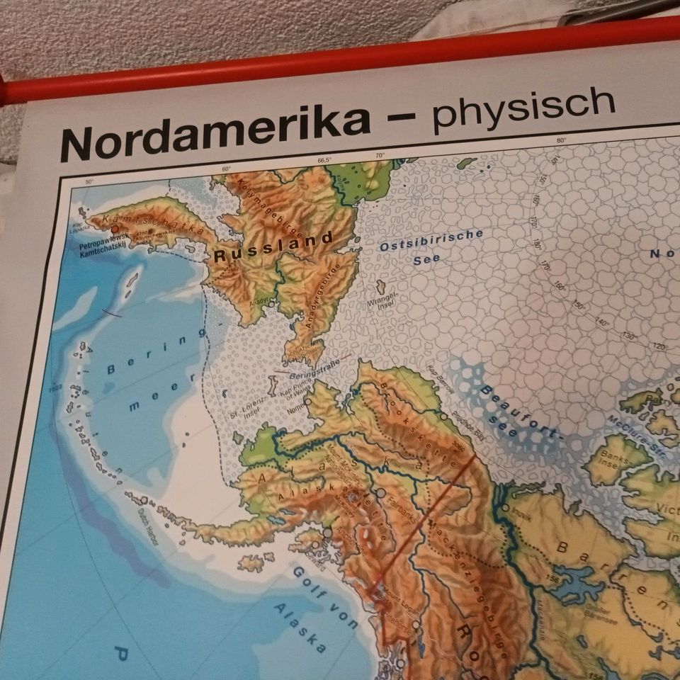 Schulwandkarte Nordamerika physisch/ politisch doppelseitig in Lindau