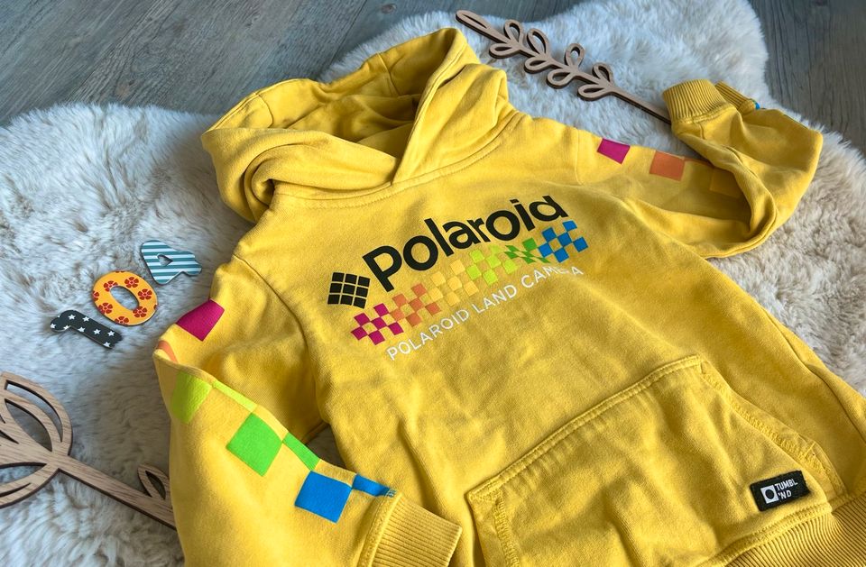 104 98 ☀️ Polaroid Pulli Hoodie Pullover gelb   Tumbl‘n Dry in Wenden